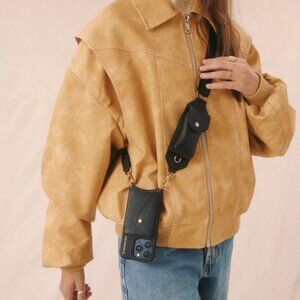 LANA KEY Key Fob Pocket Crossbody Strap Only in Black/Gold